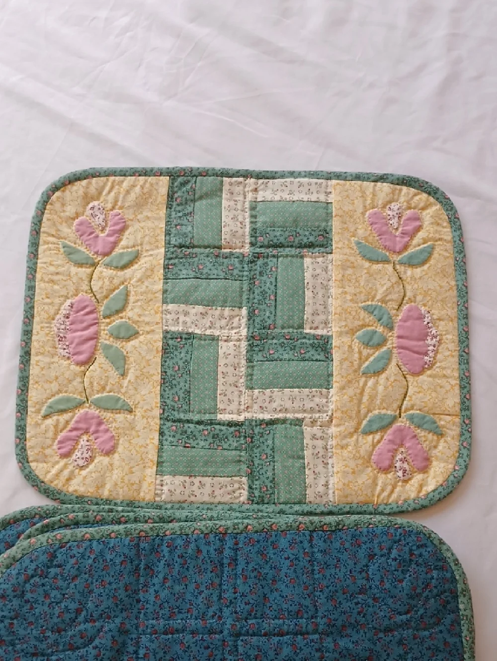 Handcrafted Quilted Reversible Placemats Set of 6
